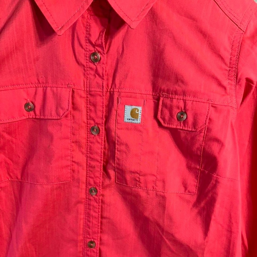 Carhartt Ridgefield Shirt S (4-6) Force Hot Pink Work Roll Tab Vented Collared - Picture 3 of 8
